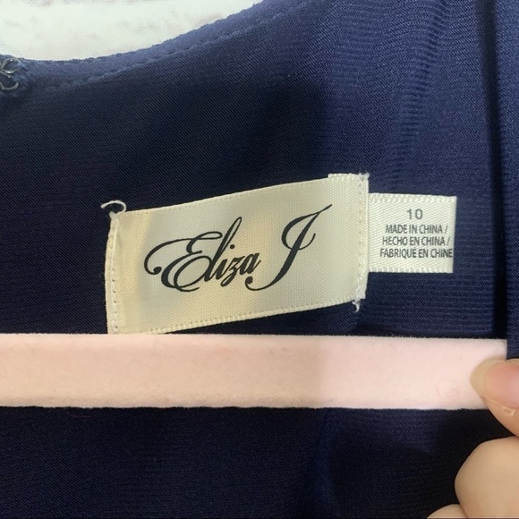 NWT Eliza J Navy Blue Embellished Cape Maxi Gown - Picture 11 of 16